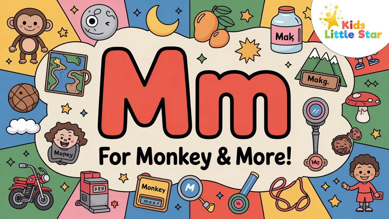Learn 20 Words Starting with M | ABC Vocabulary for Kids | Kids Little Star 🌟