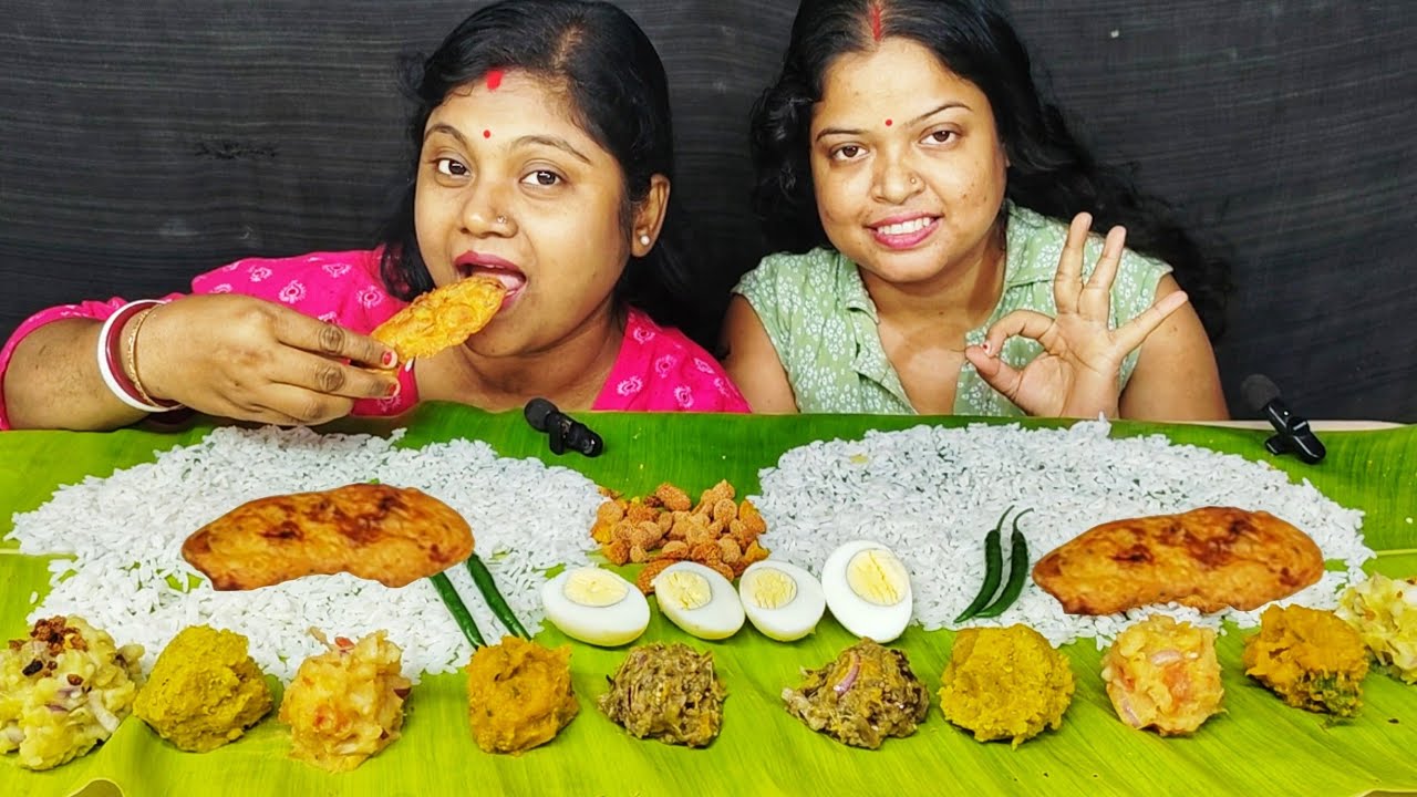 TODAY'S EATING CHALLENGE BOIL EGG ALOO VARTA KUMRO VARTA DAL VARTA BEGUN RICE // food family & more 