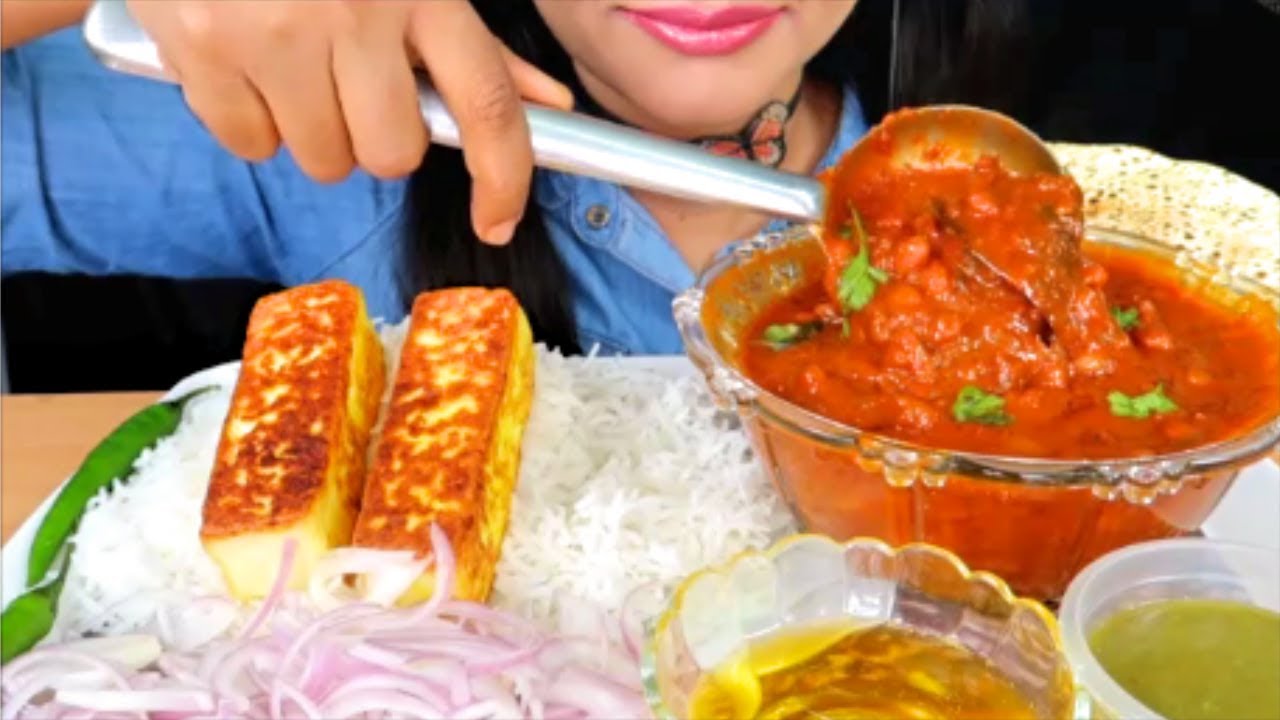 ASMR:Eating Rajma chawal,Paneer,Paapad,Desi Ghee(comfort food) Indian food