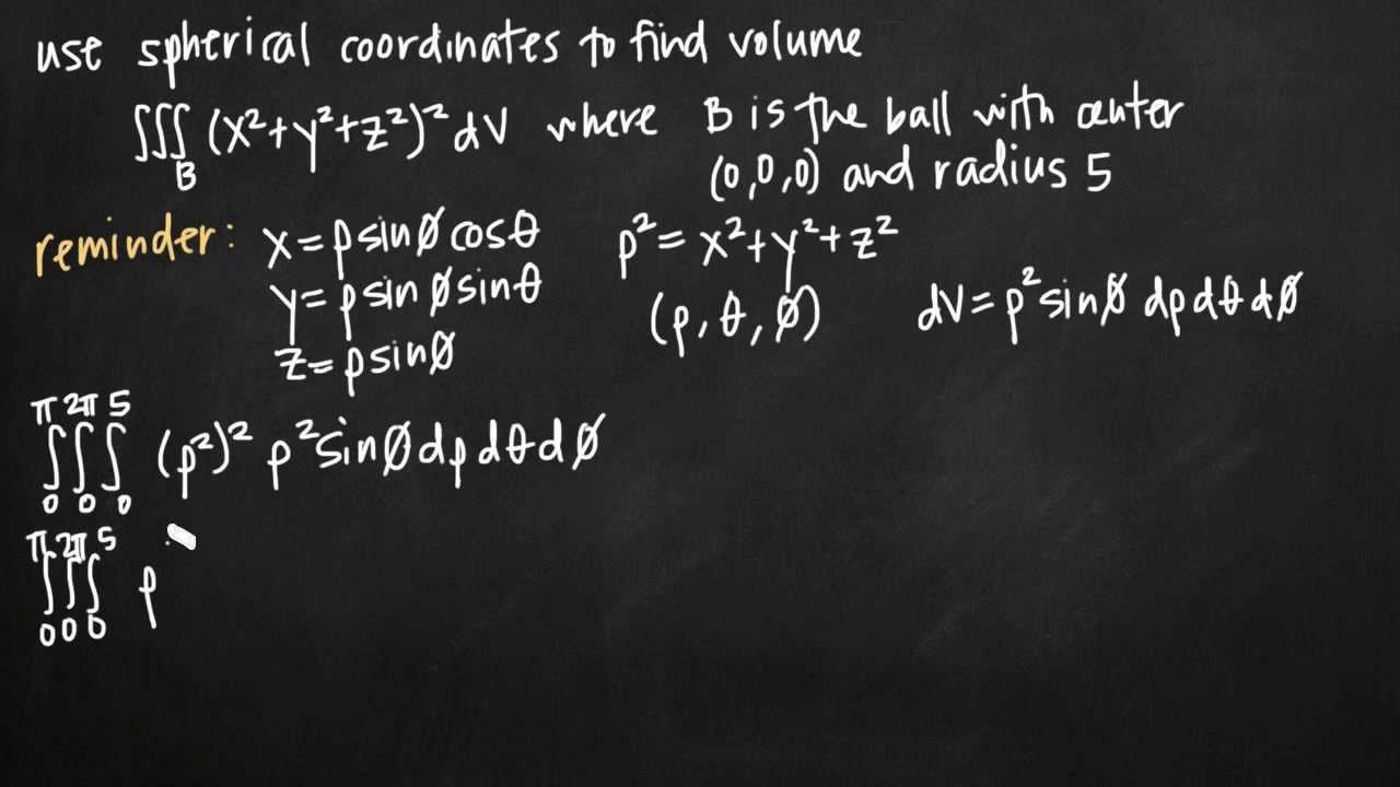 Тройной интеграл в сферических координатах для нахождения объема (KristaKingMath)