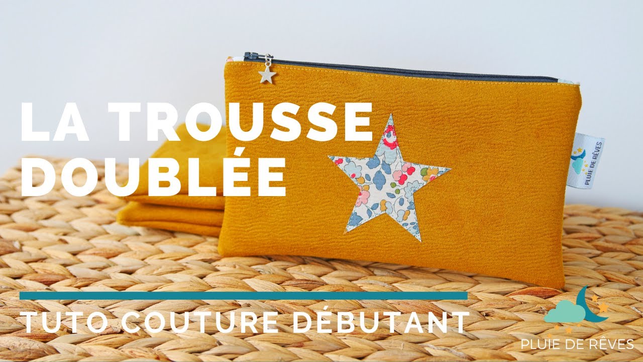 Tuto couture : coudre une trousse plate doublée avec fermeture et appliqué