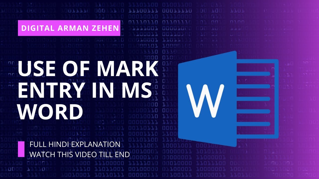 Mark Entry use In MS Word ? How to use mark entry