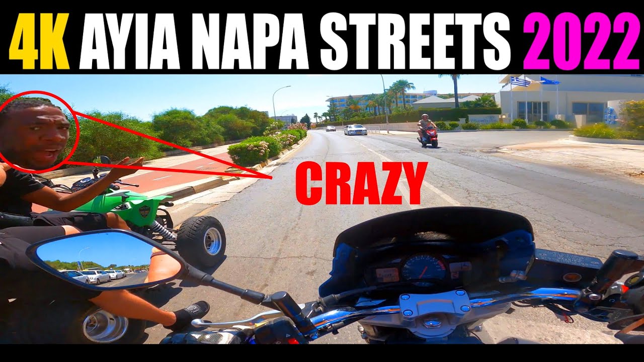 4k Ayia Napa streets BY MOTORCYCLE Crazy ATV Quad bike rider