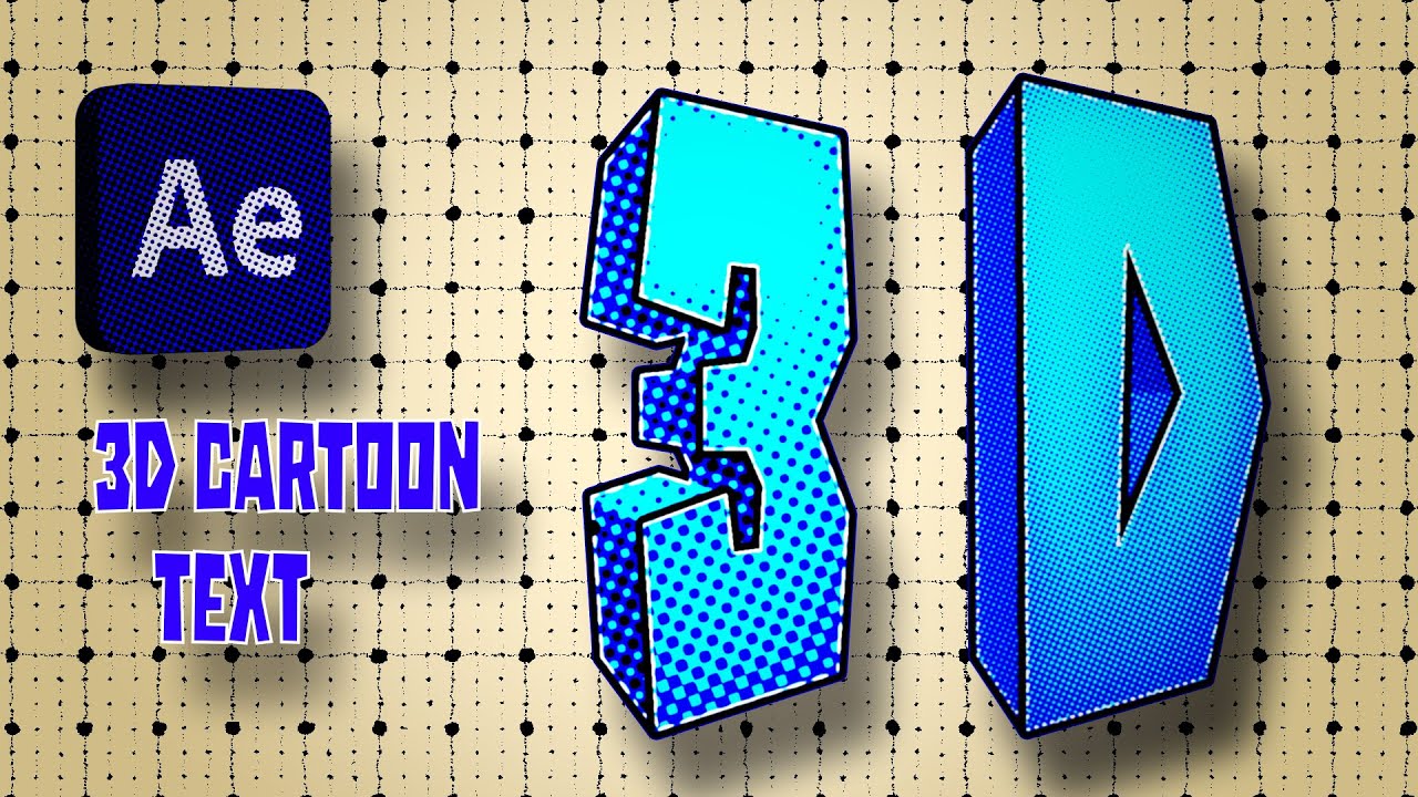 (No Plugins)3D Cartoon Text in After Effects | Halftone Style Practice