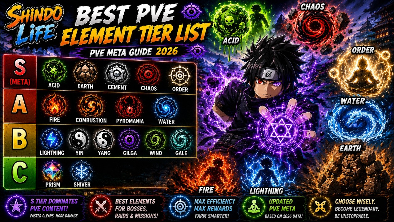 ROBLOX |&diams;| Shindo Life BEST PvE Element Tier List (Chaos vs Order META Guide 2026)