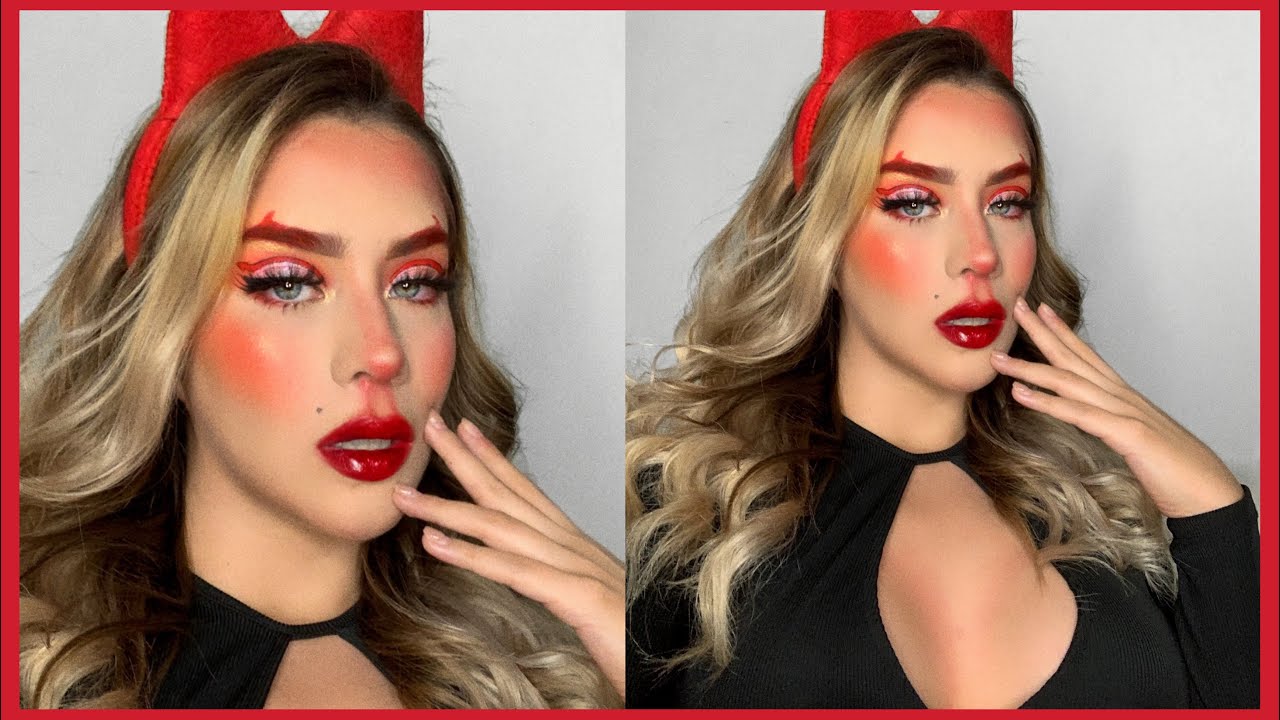 TUTORIAL DE HALLOWEN EN DIABLA INALCANZABLE PARA QUE AHORA SI HABLEN DE TI 😈❤️maquillaje  y outfit