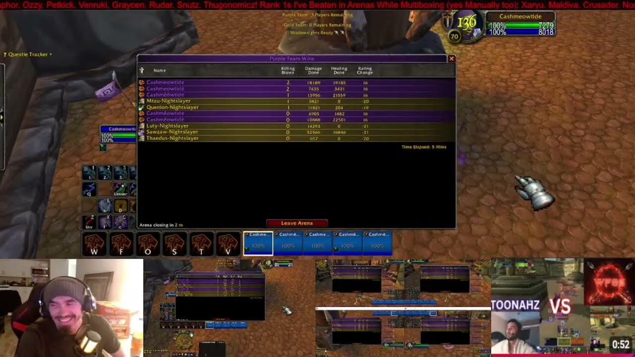 (5) MANUALLY MULTIBOXING 5 ELEMENTAL SHAMANS 5V5 ARENAS |TBC
