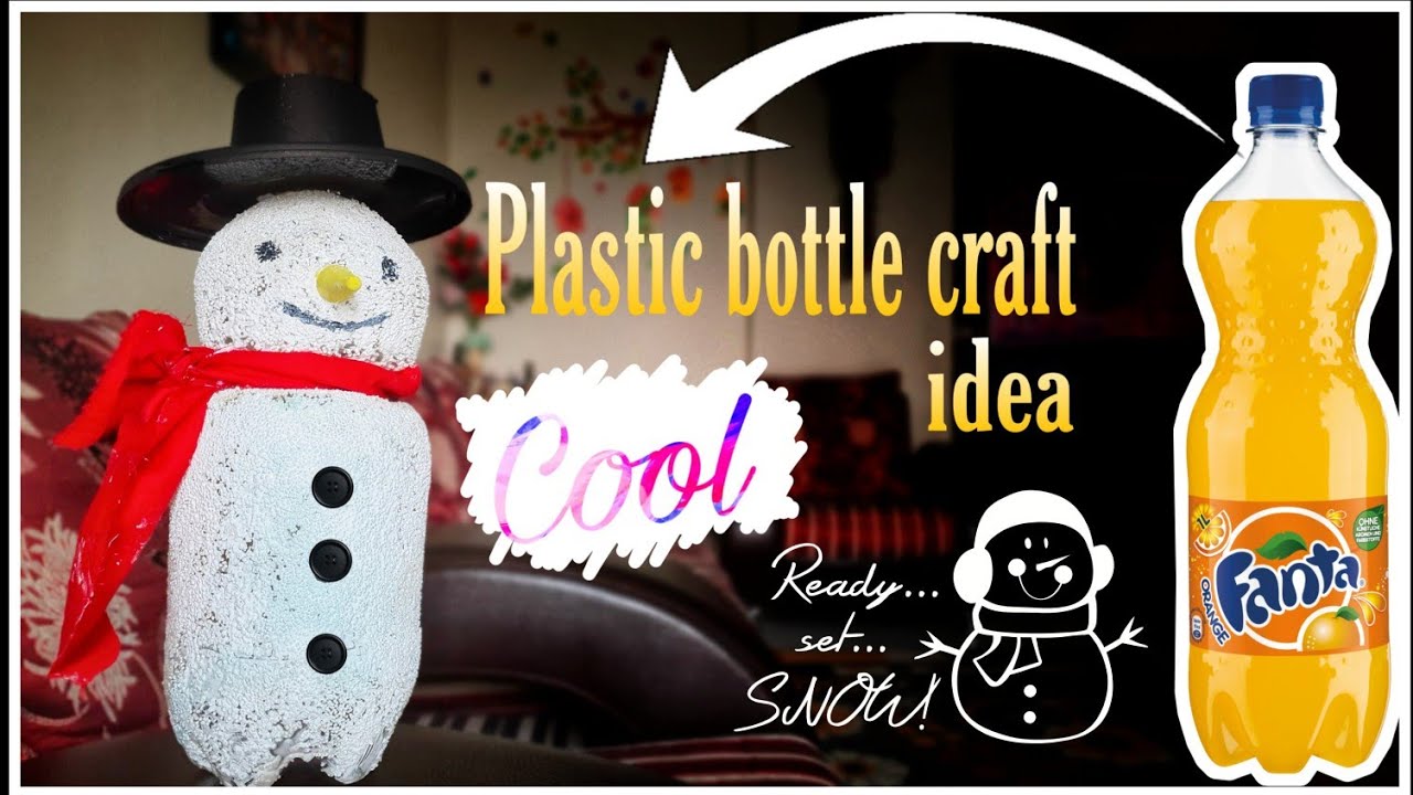 Plastic bottle Snow man | DIY waste material craft |Mayuraksham Crafts | Best out of waste project 9
