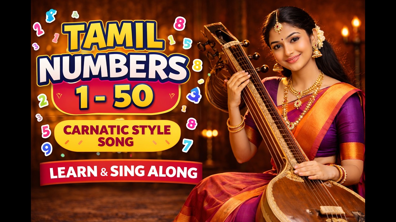 Tamil Numbers Song 1–50 | ஒன்று முதல் ஐம்பது வரை | Carnatic Style Kids Learning Song | Tamil Rhymes