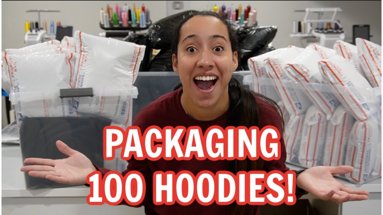 PACKAGING 100 HOODIES! THE MOST ORDERS I HAVE COMPLETED IN A DAY!