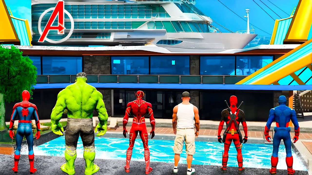 FRANKLIN TRANSFORME SA MAISON EN BASE DE SUPER-HÉROS SUR GTA 5 ! ( y'a tous les héros )