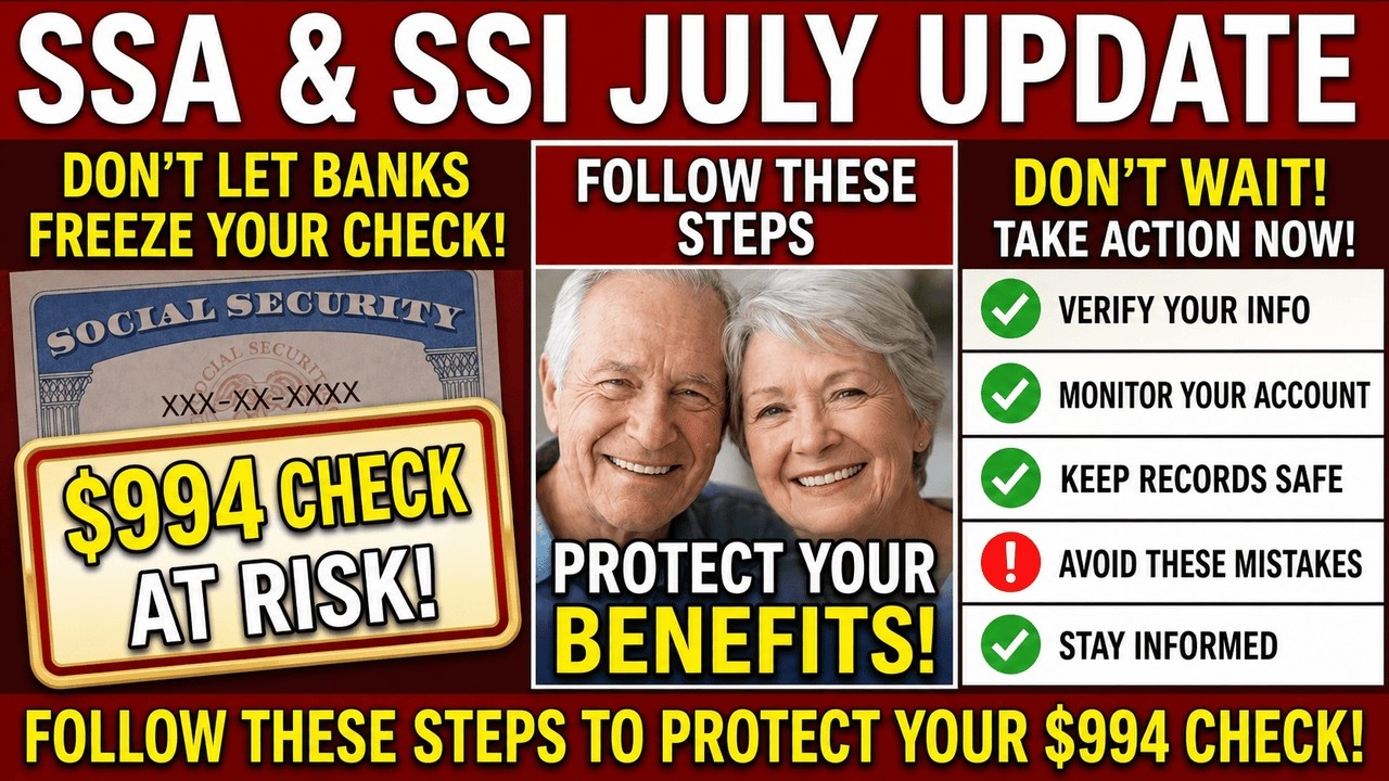 SSA & SSI July Update: Don't Let Banks Freeze Your $994 Check (Follow These Steps)
