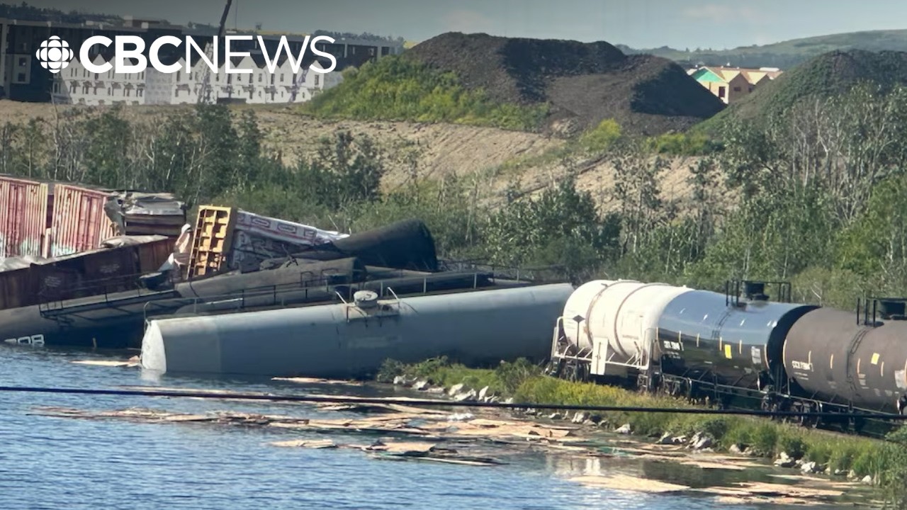 Freight train derails in southwest Calgary, falls into wetland