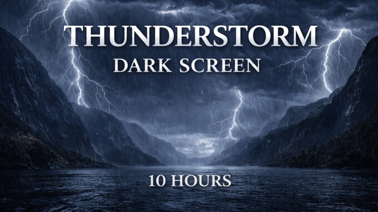 Gentle Thunderstorm | Deep Sleep | 10 Hours | Dark Screen