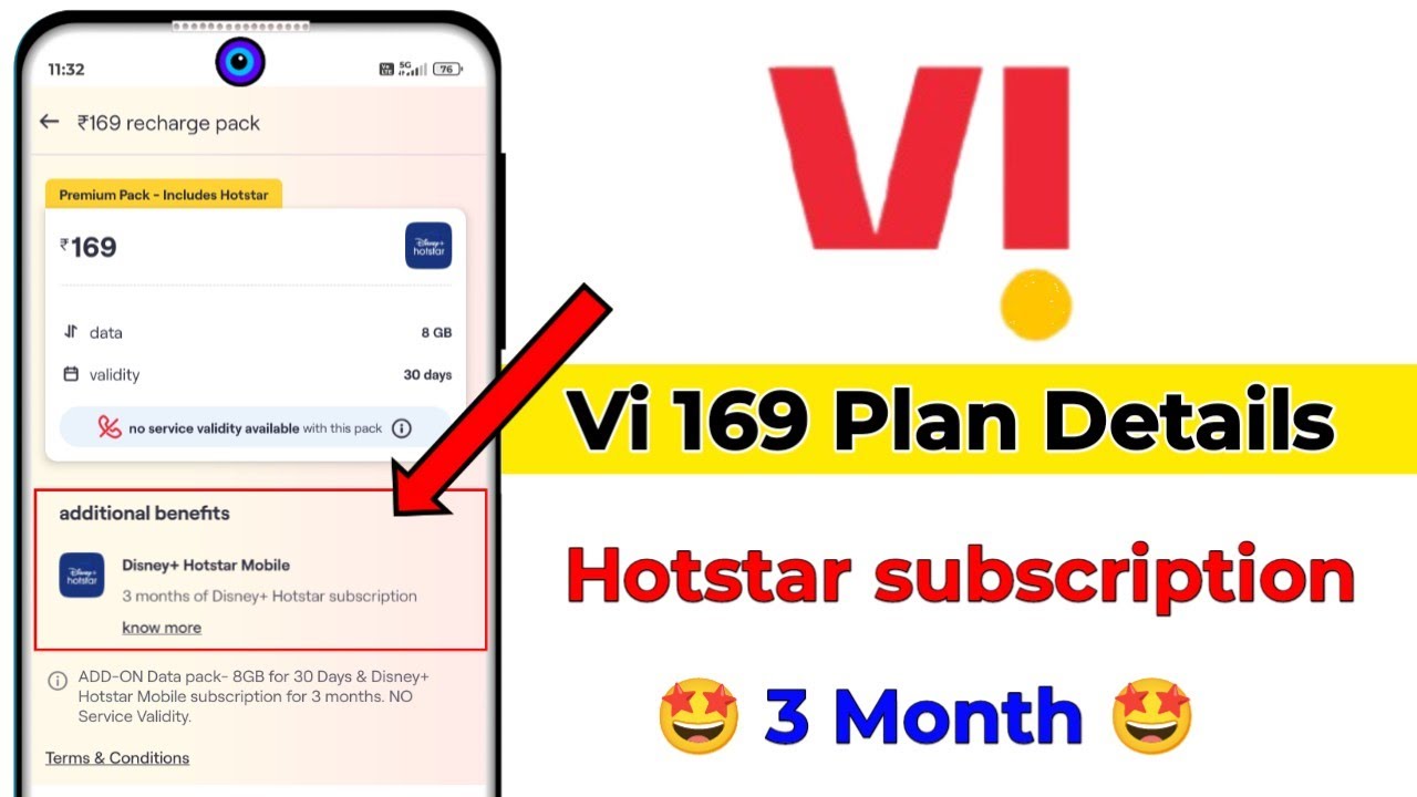 Vi 169 data plan details | Vi 169 hotstar plan full details