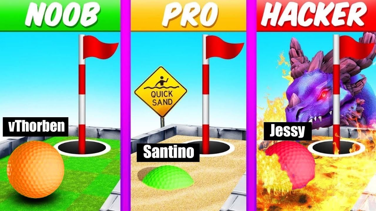Noob vs. Pro vs. Hacker Hole In One! (Golf It)