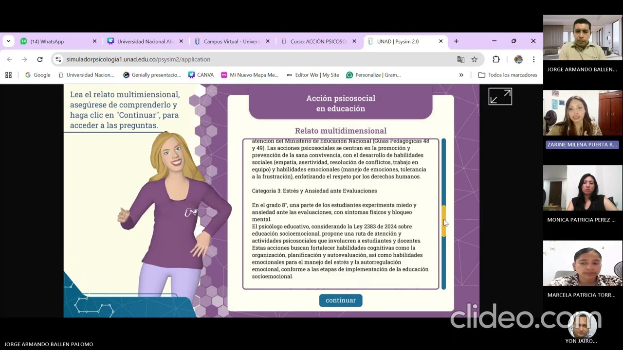 componente practico simulador curso acción psicosocial y educación