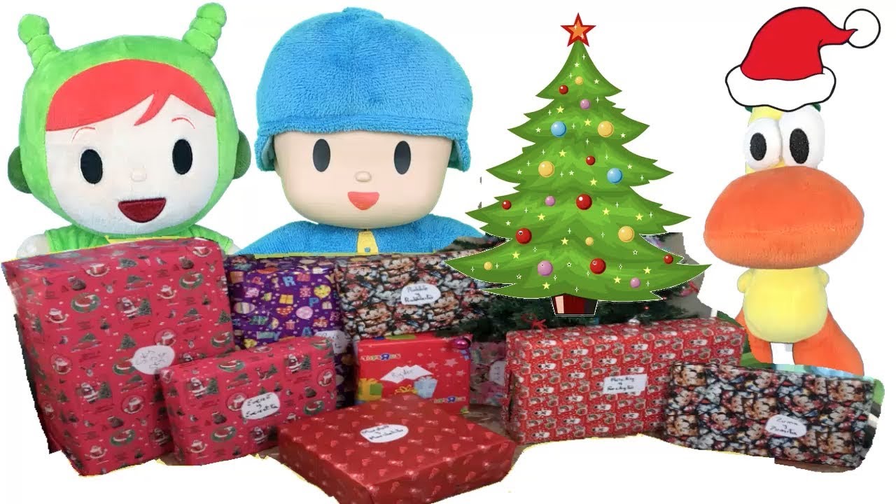 Pocoyo y Nina en español abriendo regalos de Navidad y Papá Noel. Videos de juguetes para niños