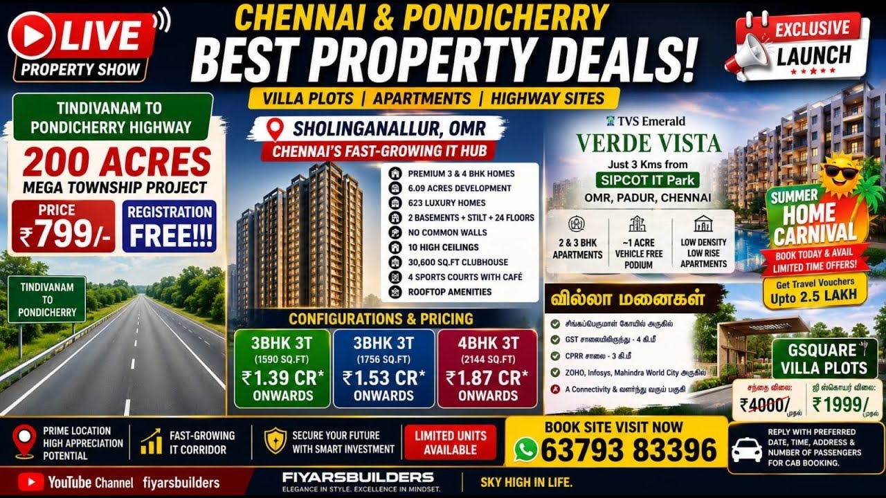 Property Investment Offers 2026 | Chennai | OMR | Pondicherry LIVE