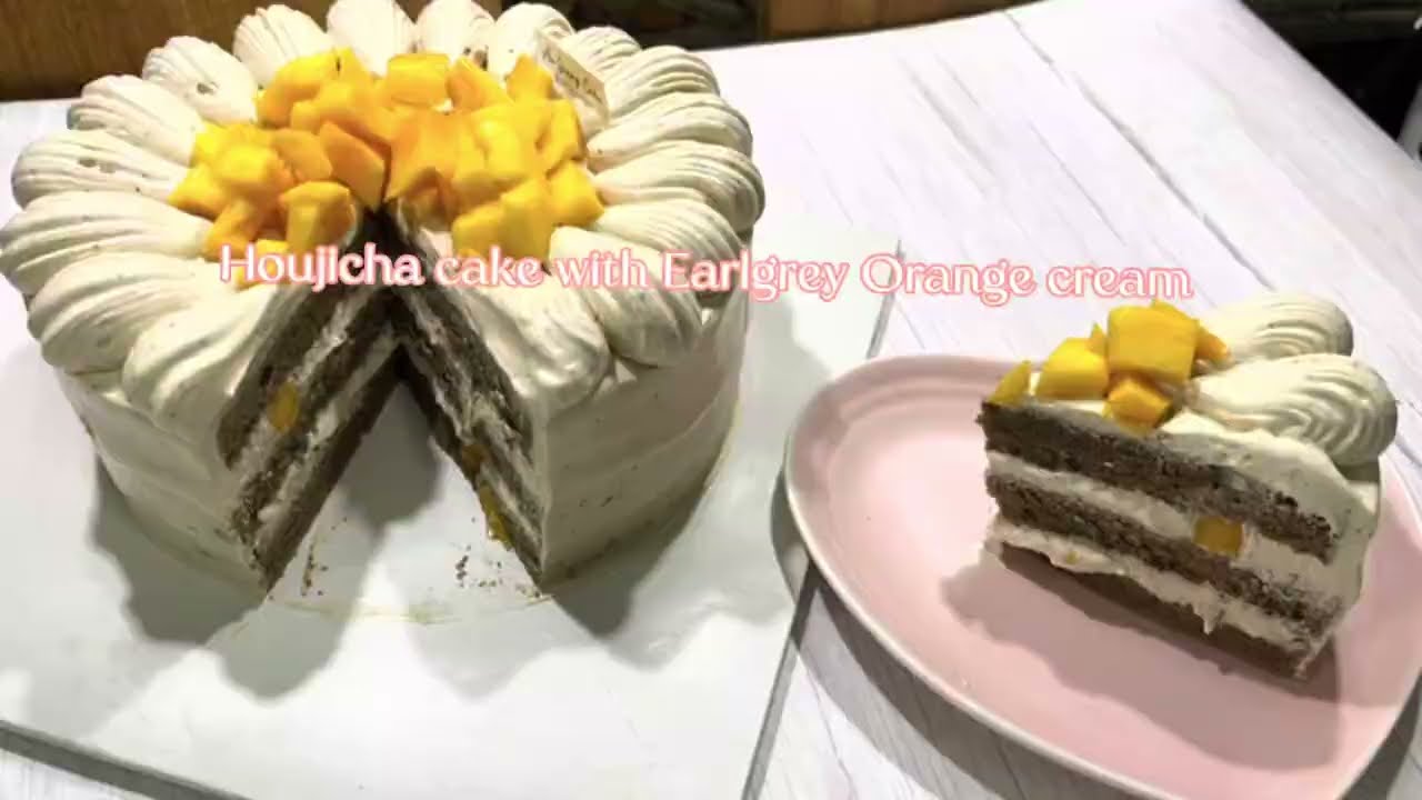 Houjicha milk tea cake- Earlgrey Orange cream