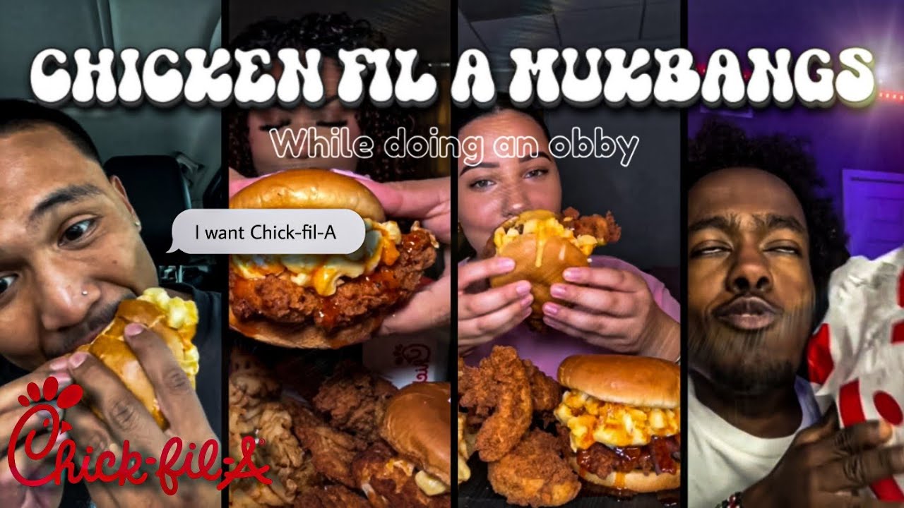 ✨️🍔🍟Chick fil a mukbangs while doing an obby | (I DON'T OWN THESE VIDEOS) 🐔✨️