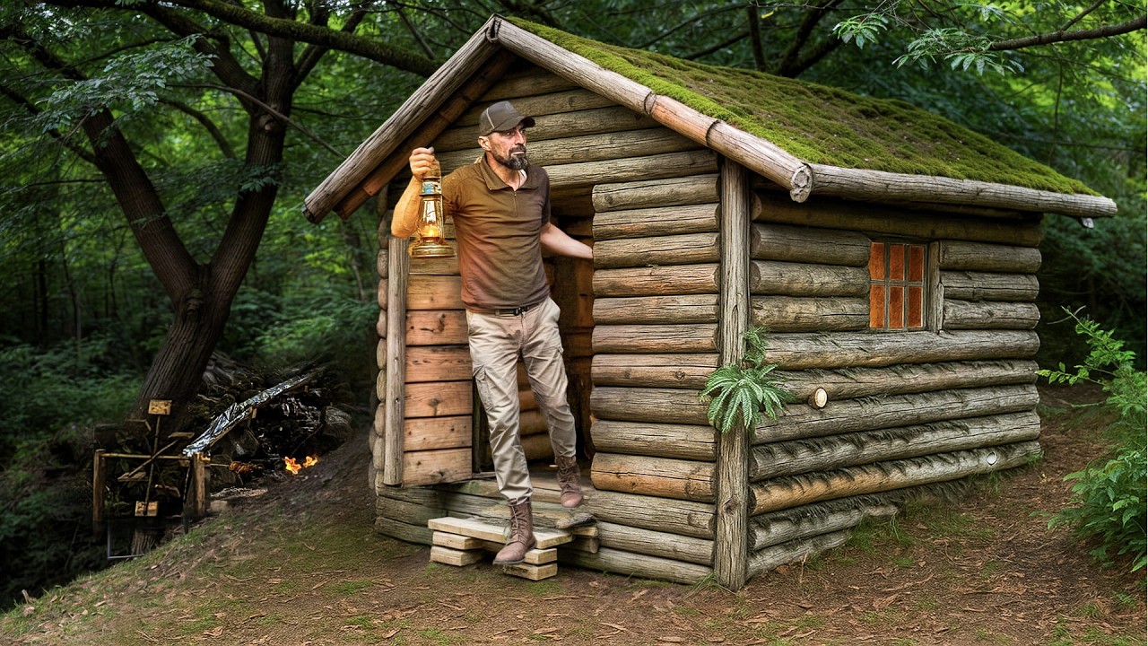 River Cabin Bushcraft Adventure | Full Primitive Build, Cooking & Wildlife
