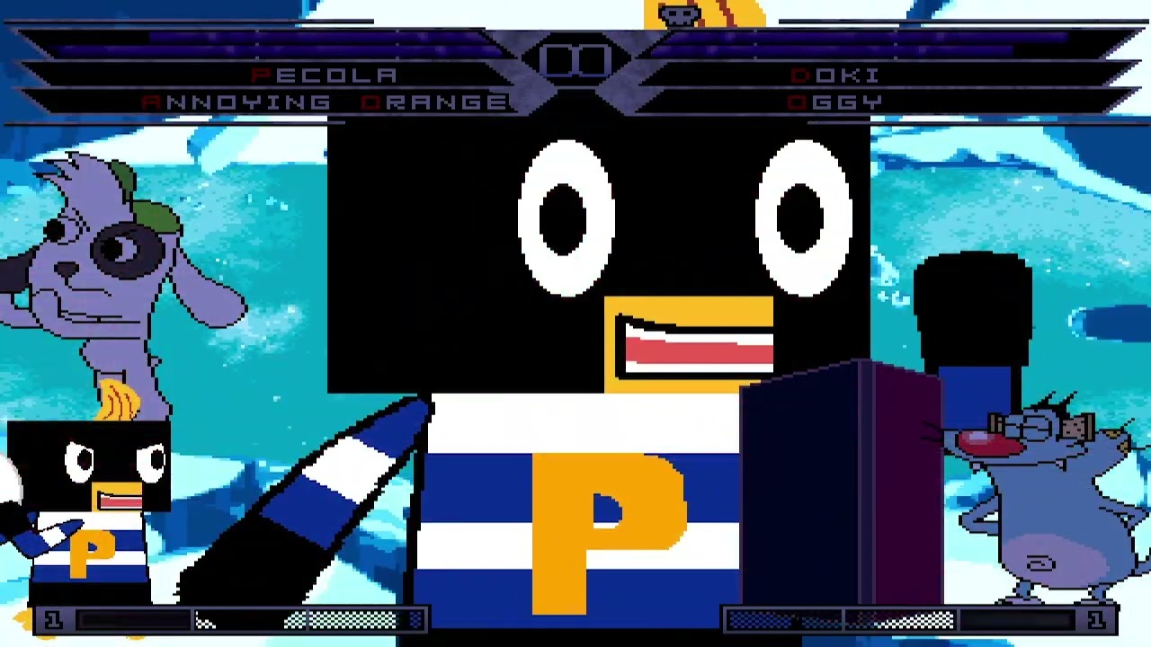 KOF MUGEN Tag Team Pecola & Annoying Orange Vs Doki By Elmofan17 & Oggy By Carmen Springer
