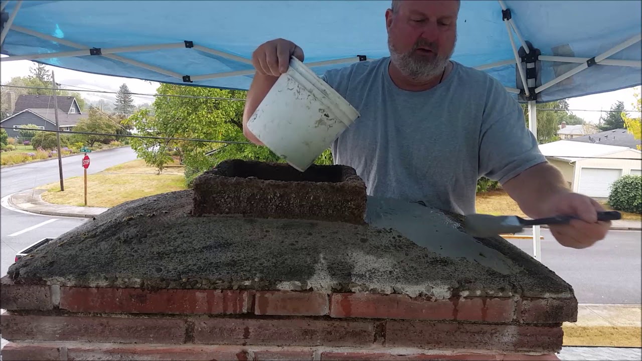 Applying Tamoseal to a chimney crown