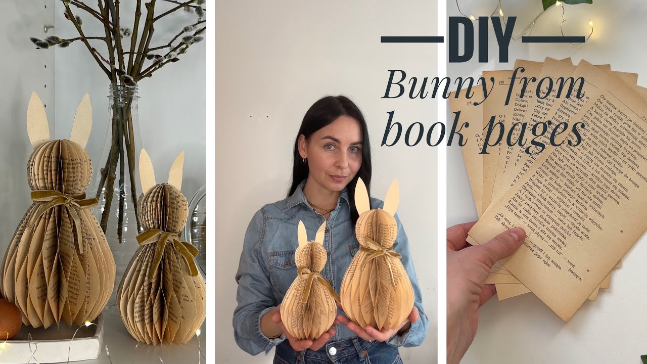 DIY paper Honeycomb Easter Bunny🐰easy to make/ Easter bunny from book pages/ Easter decoration