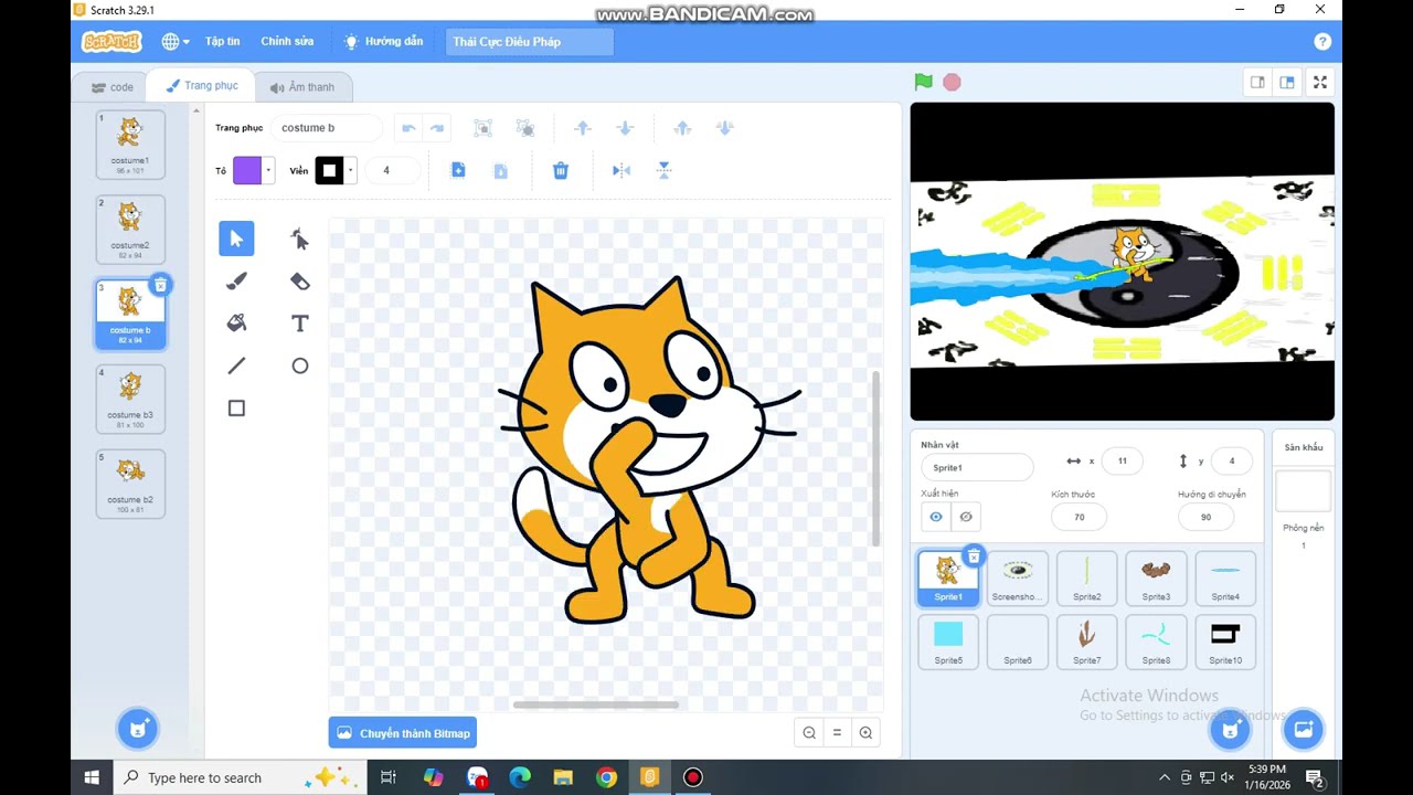 Show code và trang phục thái cực càn khôn hình hoá cản cho mn.