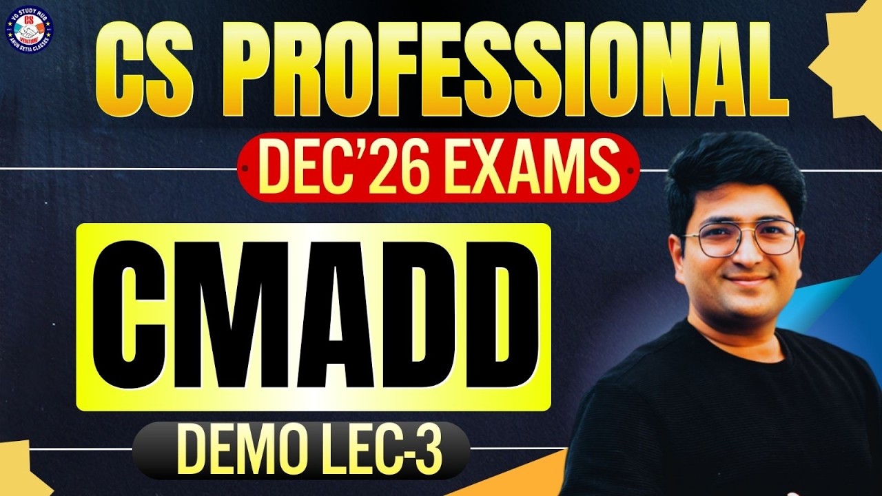 🔴CMADD Demo Lecture-3 🔴| CS PROFESSIONAL - Group 1🔴December 26📕 CS ANKUSH BANSAL