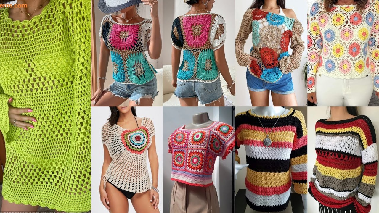 Crochet Top Blouse Latest New Design 2025 For Granny Square Blouse||Harter Top||Crop Top