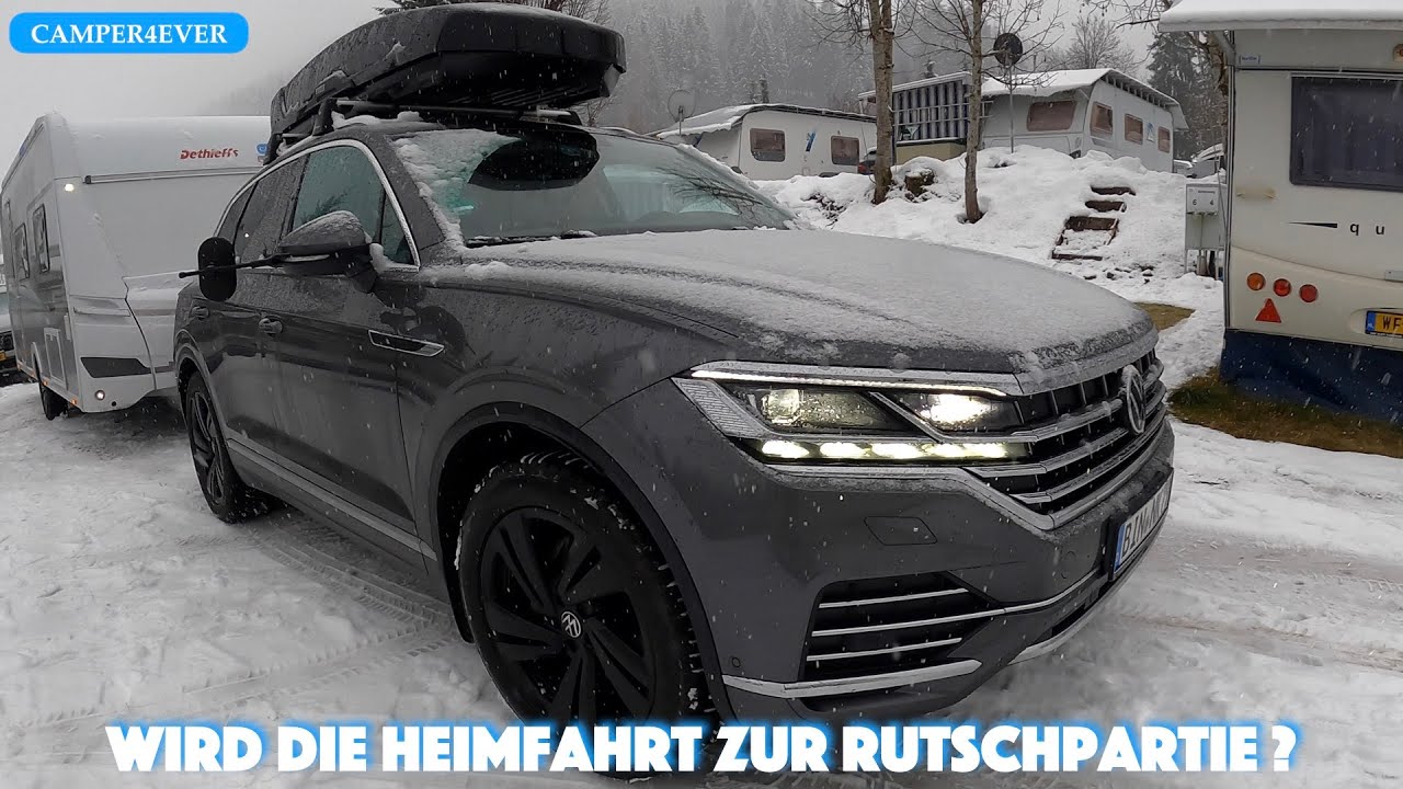 Ob das gut geht??? Winter - Camping Heimreise bei Schnee und Eisglätte +Tipps zum Abbau & der Fahrt