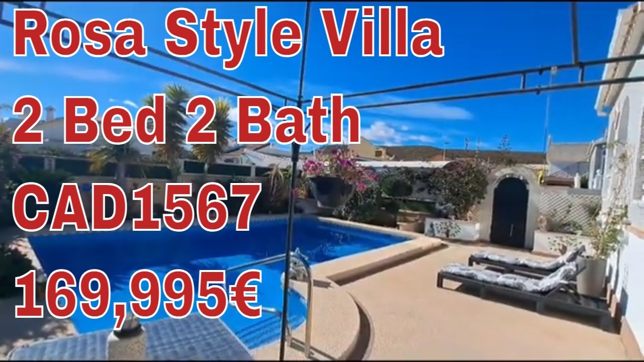 CAD1567 Rosa Style Villa 169,995€  400m2 plot, 2 beds, 2.5 baths, private 8x4 pool,