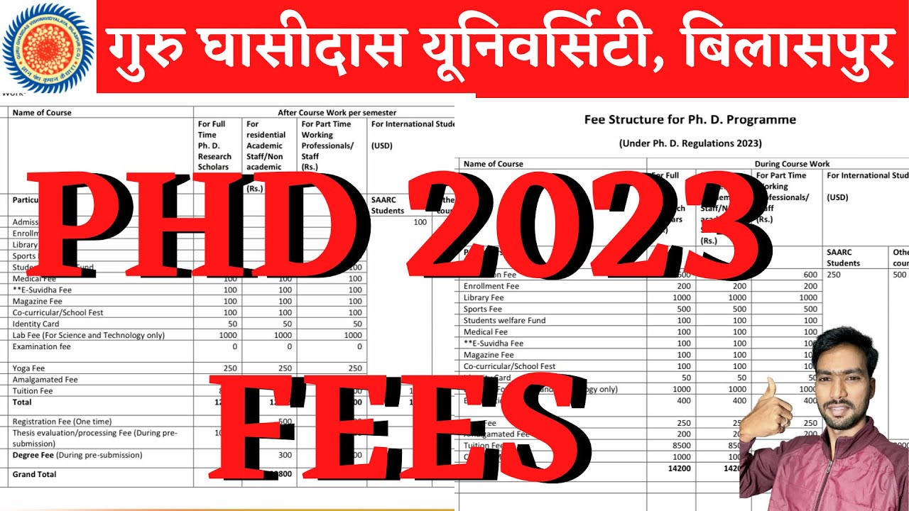 GGU PHD FEES 2023 | GGU PHD ADMISSION 2022-23 | GGU PHD ENTRANCE EXAM 2023 | GGU BILASPUR