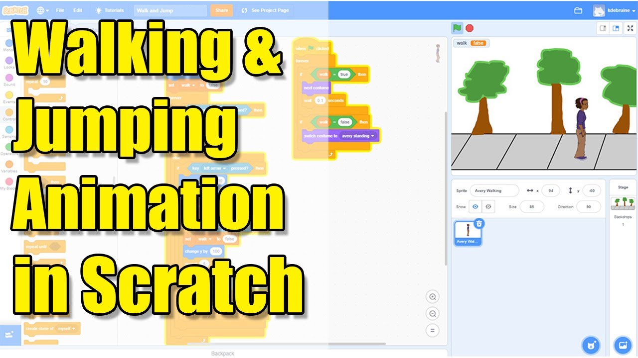 Спрайт ходьбы и прыжков в Scratch — анимация для начинающих