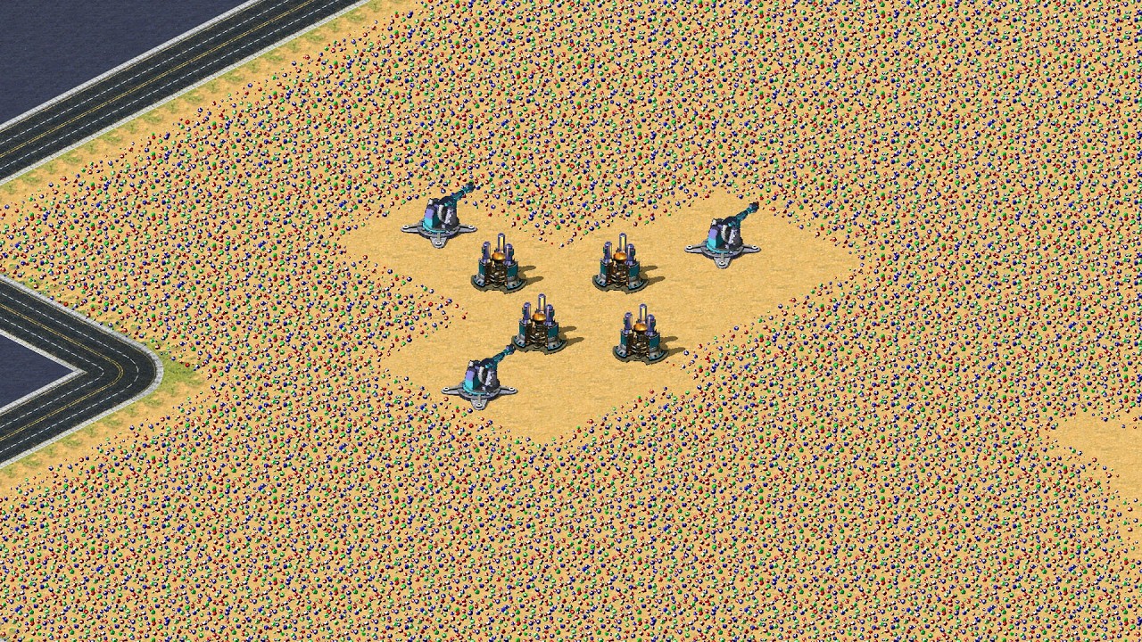Yuri's Revenge Red Alert 2: Большая битва 1 против 7. Новая карта. Масштабирование 3000. Сложность.