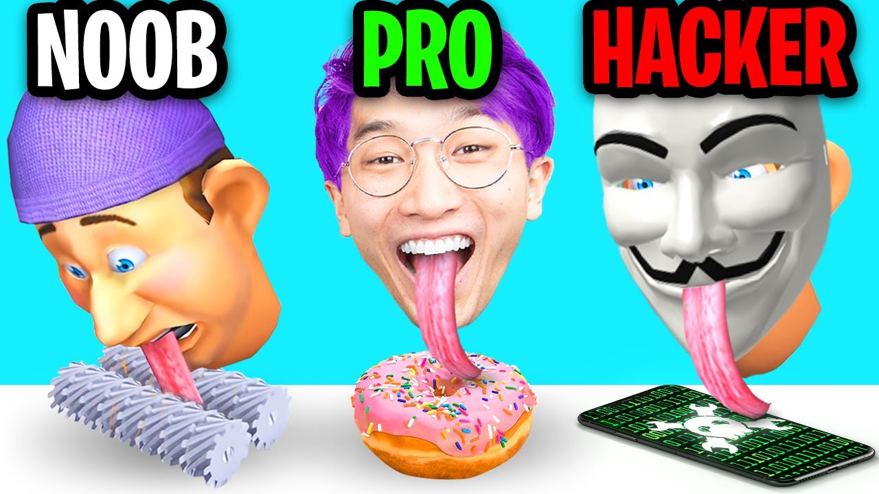 Can We Go NOOB vs PRO vs HACKER In LICK RUNNER!? (FUNNIEST APP GAME EVER!)