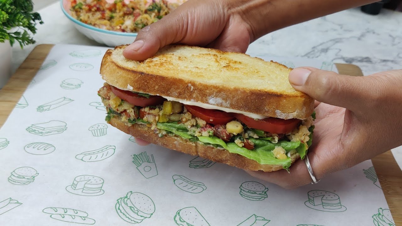 Chickpea Smashed Sandwich Recipe | High Protein Sandwich | Chickpea Sandwich | Sandwich Recipe