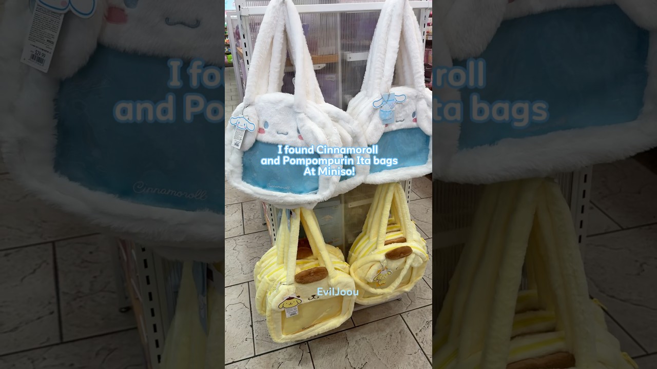 Cinnamoroll and Pompompurin bags at Miniso🩵💛 #sanrio #cinnamoroll #pompompurin #shopwithme #shorts