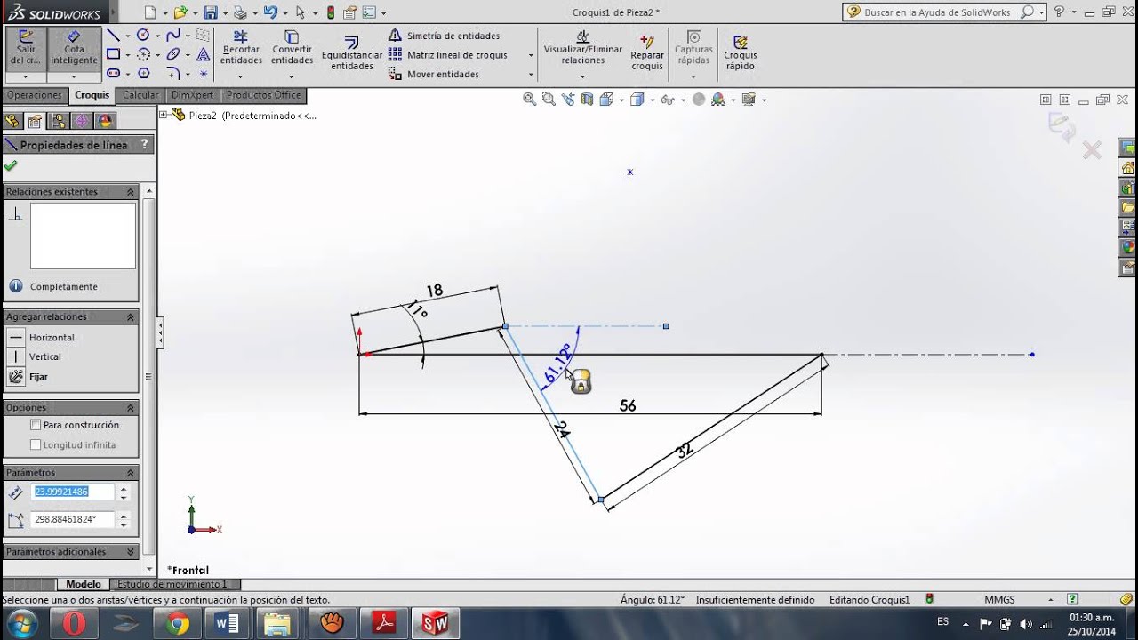 Calculo de posición para mecanismos de 4 barras (Modo gráfico mediante solidworks)