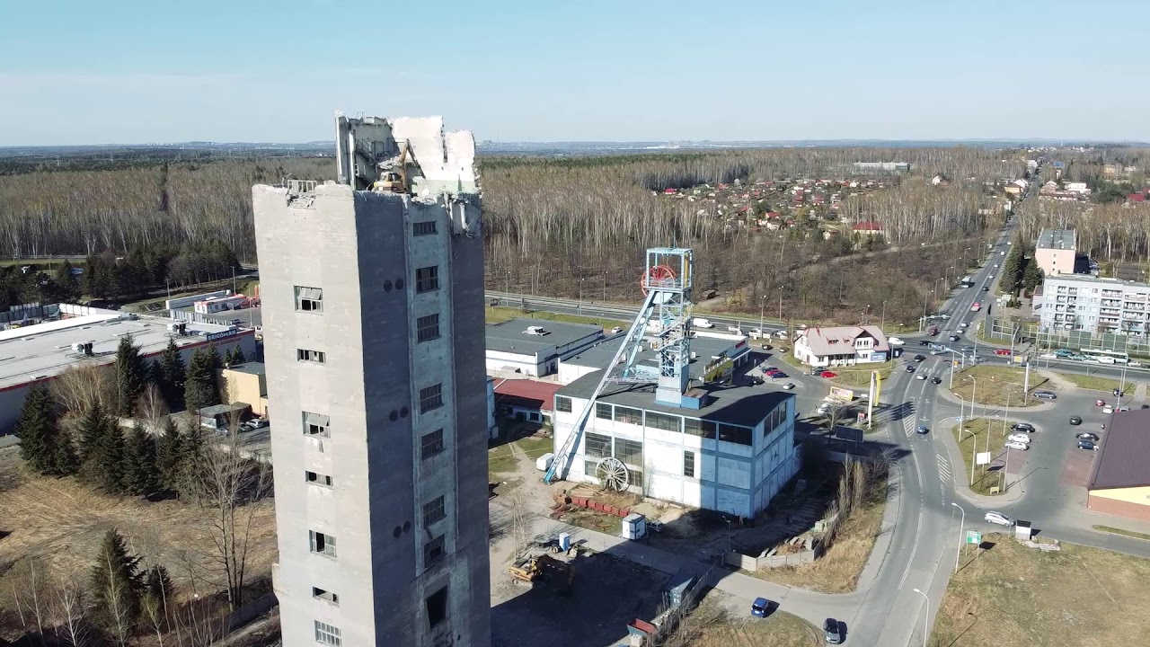 Wyburzenie szybu Witold II, kopalni Jan Kanty w Jaworznie