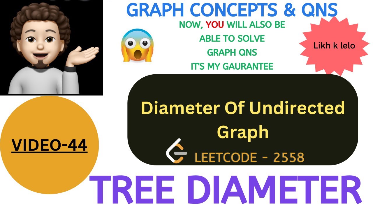 Diameter Of Undirected Graph | Tree Diameter | Leetcode 1245 | Graph Concepts & Qns - 44 | MIK