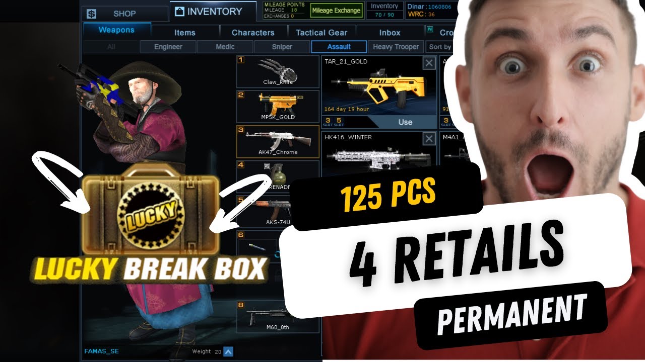 War Rock | 125 Lucky Break Boxes with 4 Retails | 625k DINAR
