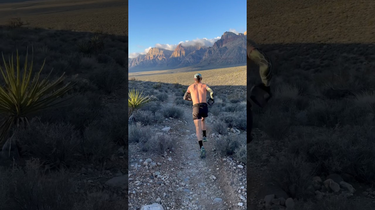 Trail running in Red Rock Canyon on the Grand Circle Loop. Classic single track in Las Vegas.