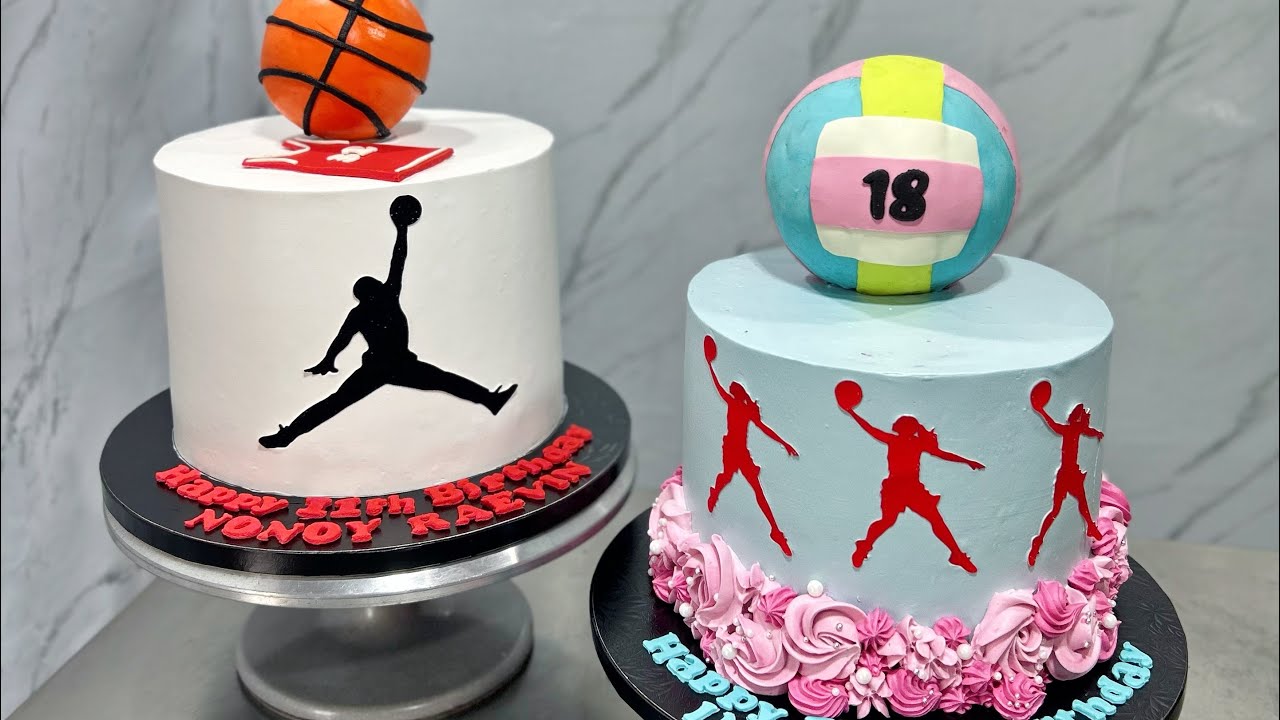 basketball and volleyball cake decorating