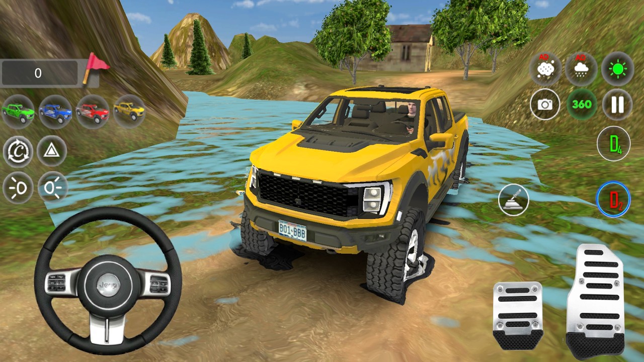 4x4 Jeep Yellow Car Driving Offroad Game  - Android, iOS Gameplay