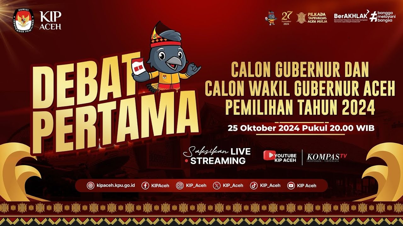 🔴 Full Debat Publik Pertama Calon Gubernur dan Calon Wakil Gubernur Aceh Pemilihan Tahun 2024