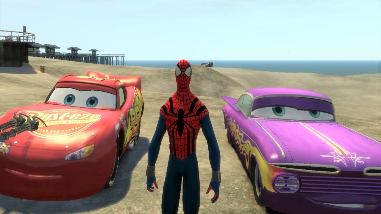 Disney Pixar Cars Lightning McQueen Has Some Fun with Ramone and Spiderman