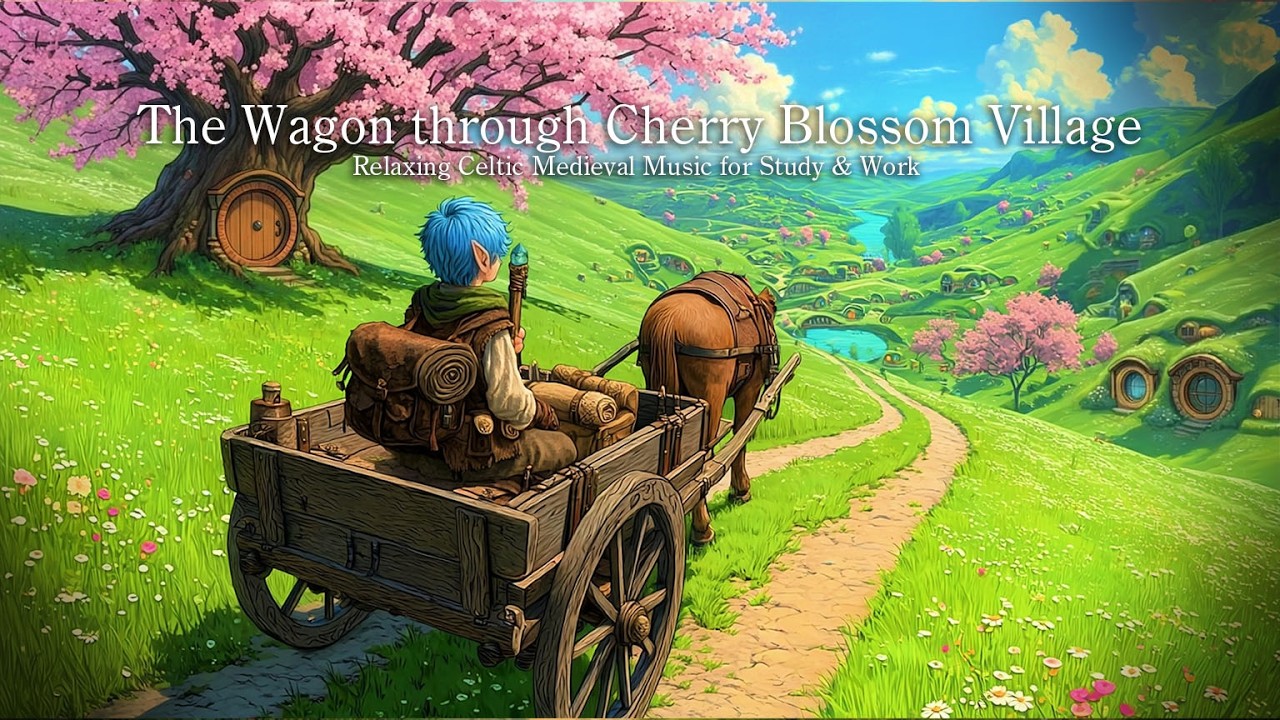 Relaxing Celtic Medieval Music for Study & Work | The Wagon through Cherry Blossom Village